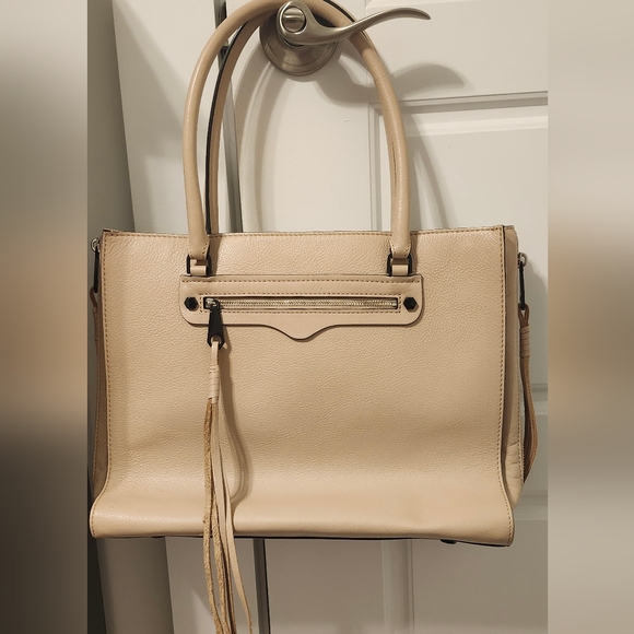 NWOT Rebecca Minkoff $425 Leather Always On The Side Zip Regan Tote Bag Beige - Picture 2 of 6